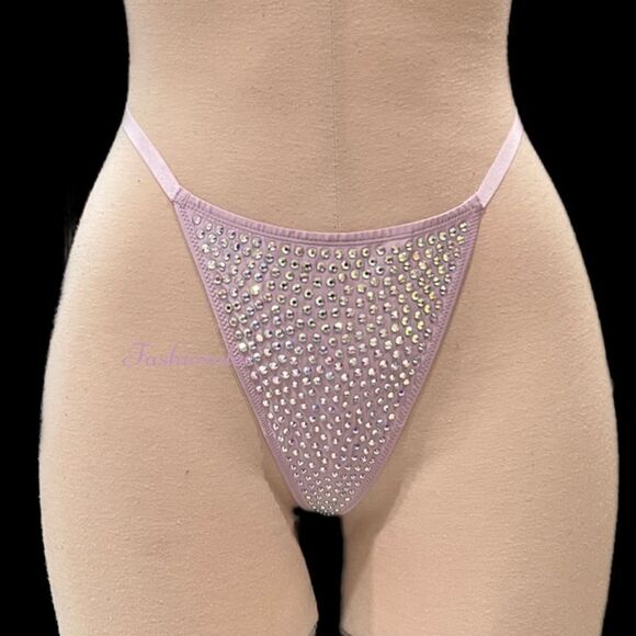 Victorias Secret Very Sexy Subtle Shine Bling Crystals VString Thong Panty - Picture 2 of 4